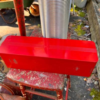 Antique Vintage Lot - Pogo Stick, 2 Metal Fans, Rustic Folding Stool