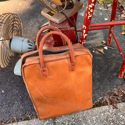 Antique Vintage Lot - Pogo Stick, 2 Metal Fans, Rustic Folding Stool
