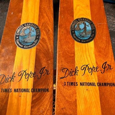 Vintage Cypress Gardens Dick Pope Jr Wood Water Skis