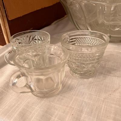 Large Vintage Punch Bowl, Punch Cups, MCM Electric Percolator
