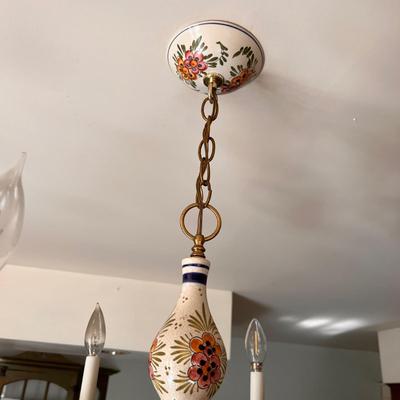 Stunning Brass Porcelain Light Chandelier