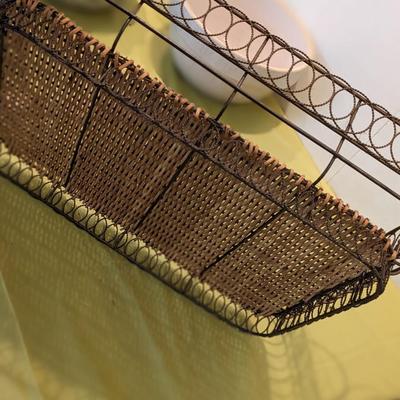 Well Constructed Metal and Wicker Basket Tray