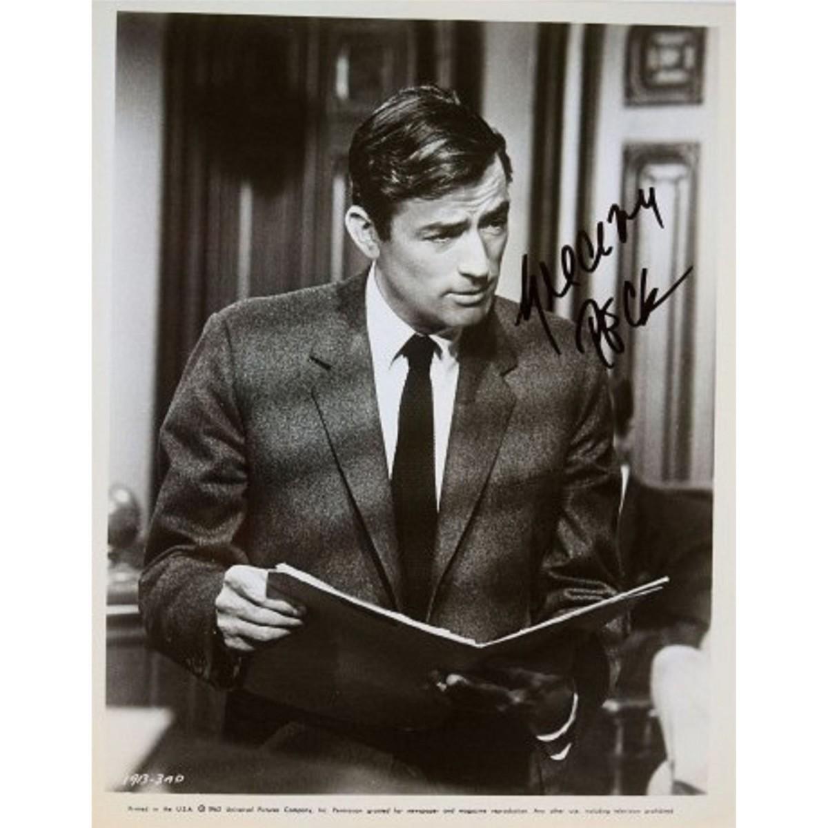 Gregory Peck signed movie still photo