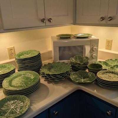Huge Collection of Bordallo Pinheiro Green Cabbage Earthenware
