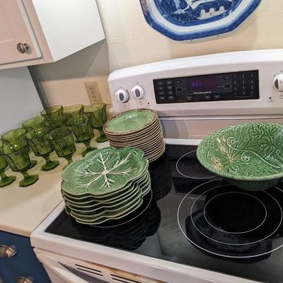 Huge Collection of Bordallo Pinheiro Green Cabbage Earthenware