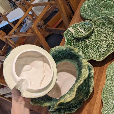 Huge Collection of Bordallo Pinheiro Green Cabbage Earthenware