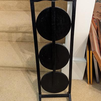 Vintage 3-Tier Mahogany Carved Folding Table Plant Shelf