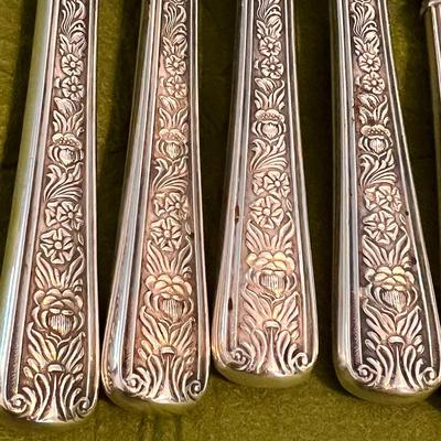 Antique Engraved Silver Fish Cutlery Set