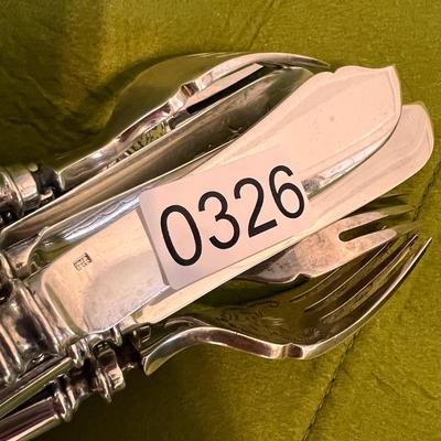 Antique Engraved Silver Fish Cutlery Set