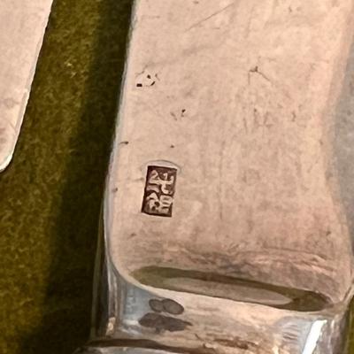 Antique Engraved Silver Fish Cutlery Set