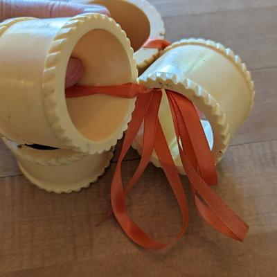 4 Antique Celluloid Monogram Napkin Holders