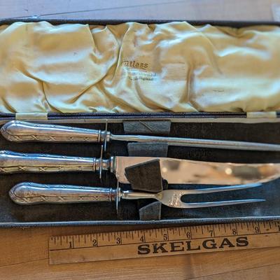 Vintage Sheffield Cutlas Silver Carving Knife Set
