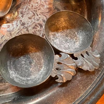 Large Lot Antique Vintage Silver Plate & Pewter Serving-ware