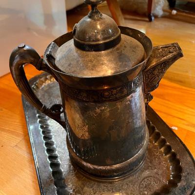 Large Lot Antique Vintage Silver Plate & Pewter Serving-ware