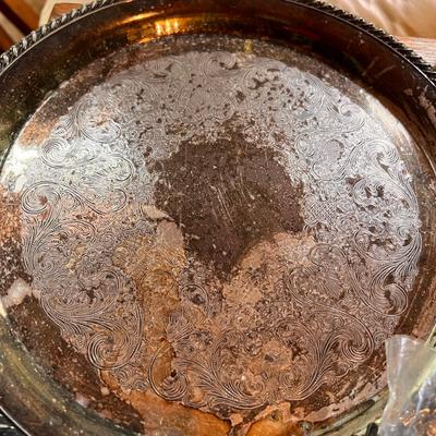 Large Lot Antique Vintage Silver Plate & Pewter Serving-ware
