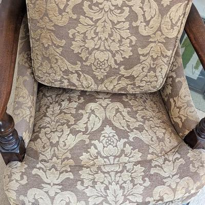 Vintage French Style Mahogany Arm Chair and Ottoman