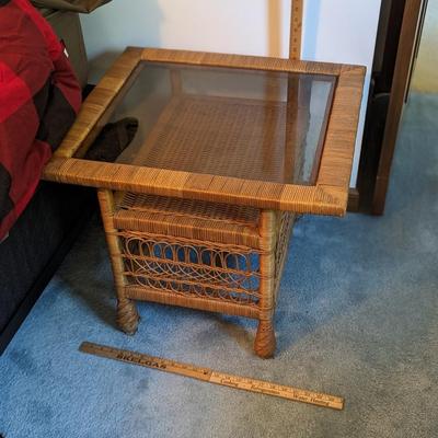 Henry Link(?) Boho Rattan, Wicker End Table