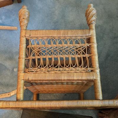 Henry Link(?) Boho Rattan, Wicker End Table