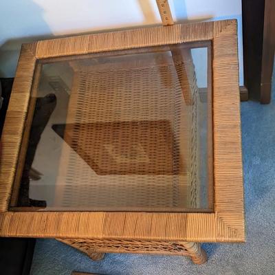 Henry Link(?) Boho Rattan, Wicker End Table