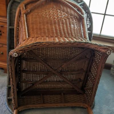 Palecek Wicker Chair and Ottoman, Lovely Pillows Included
