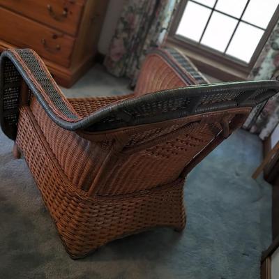 Palecek Wicker Chair and Ottoman, Lovely Pillows Included