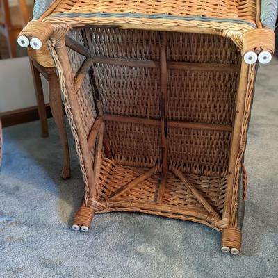 Palecek Wicker Chair and Ottoman, Lovely Pillows Included
