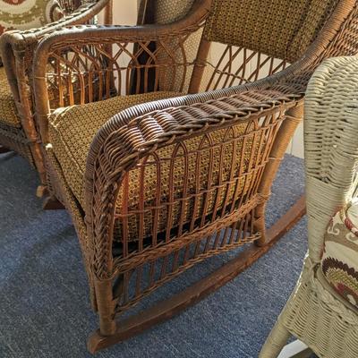 Gorgeous Upholstered Wicker Rocking Chair