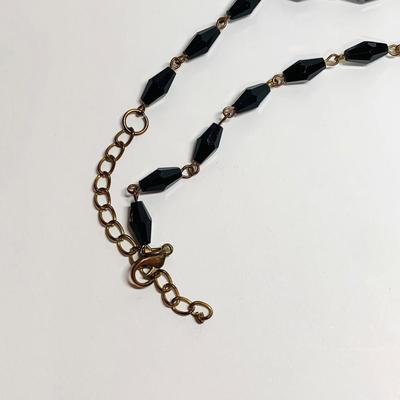 LOT 2: Black Beaded Y-Style Necklace, Black Beaded Dangle Earrings & Avon Post Pierced Earrings