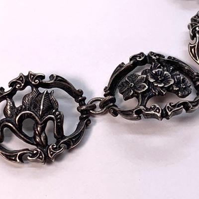 LOT 3: Floral Sterling Silver Bracelet w/Silvertone Twisting Dangle Earrings