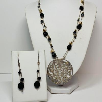LOT 8: Sterling Necklace with Beaded Earrings