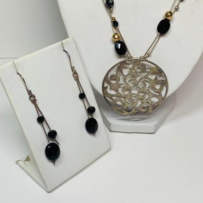 LOT 8: Sterling Necklace with Beaded Earrings