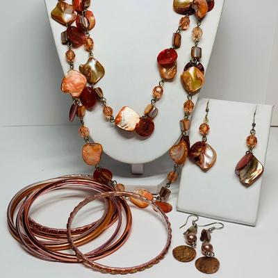 LOT 18: Shell Necklace w/Matching Earrings & More