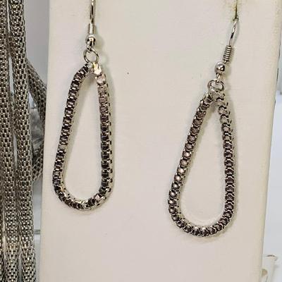 LOT 25: Multi Strand Silver Tone Drop Necklace & More