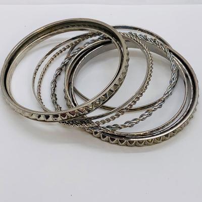 LOT 27: Sarah Coventry Floral Bracelet, Bangles, Hammered Silver Tone Bracelet