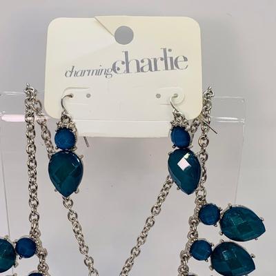 LOT 29: Charming Charlie Dangle Earrings w/Matching Necklace, Rhinestones Bangle Bracelets & More