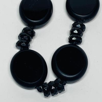 LOT 30: LC/Liz Claiborne Faceted Black Beaded Necklace & Hand-Crafted Beaded Bracelet