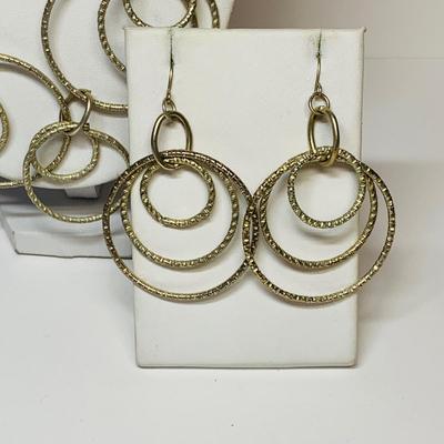 LOT 35: Silver Tone Circle/Loop Necklaces & Earrings w/Cuff Bracelet