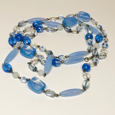 LOT 39: Blue Beaded Necklace, Silvertone Bracelets, Blue Beaded Necklace w/Matching Earrings & Bracelet