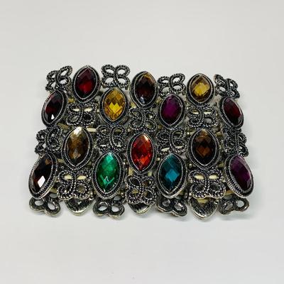 LOT 41: Multicolored Acrylic Gemstone Stretch Bracelet, Dangle Earrings & More