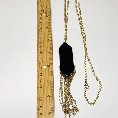 LOT 50: Black & Gold Tone Beaded Necklaces