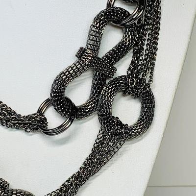 LOT 54: Knotted Black Chain Necklace, Fringe Style Hoop Earrings & More