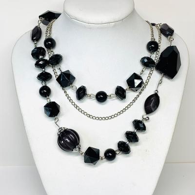LOT 59: Black Bead Collection: Necklaces, Earrings, Bracelet, Ring