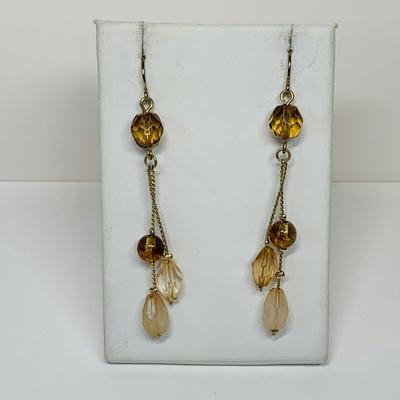 LOT 60: Gold Tone & Faux Brown Bead Collection: Necklaces & Earrings