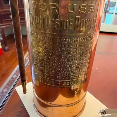 Antique George W Diener Manufacturing Copper Fire Extinguisher