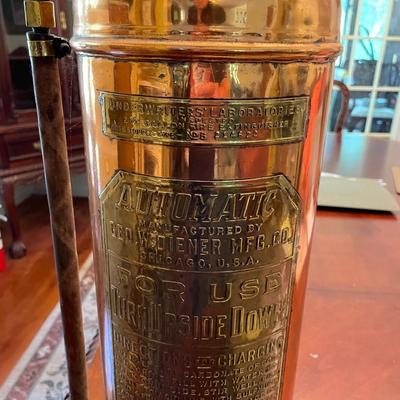 Antique George W Diener Manufacturing Copper Fire Extinguisher