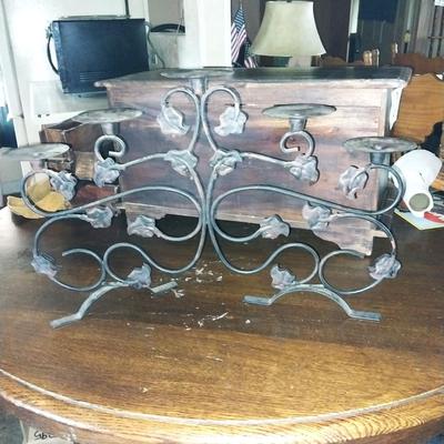 VINTAGE CASTIRON CLOTHES IRON- CANDELBRELLA-SINGLE CANDLE HOLDER