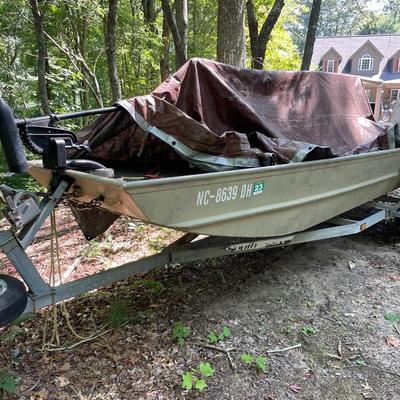 Jon Boat with Trolling Motor and Mercury Outboard Motor
