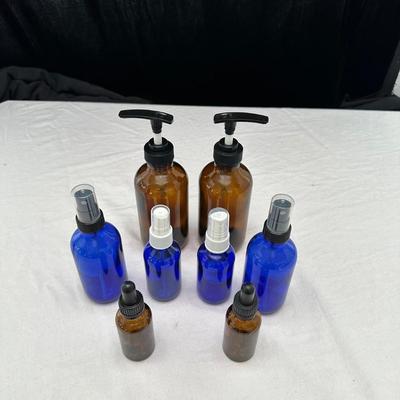 Cobalt Blue & Amber Glass: Spray, Pump & Dropper Bottles (DR-KL)