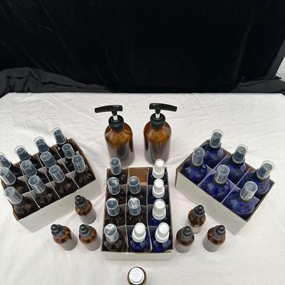 Cobalt Blue & Amber Glass: Spray, Pump & Dropper Bottles (DR-KL)