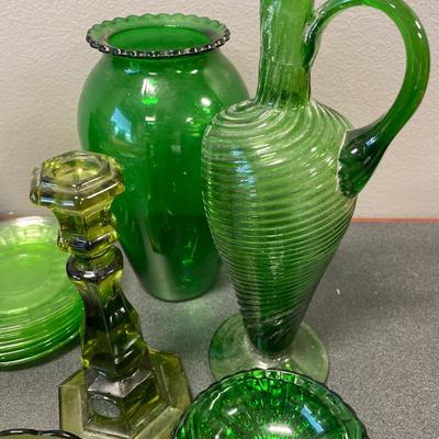 Green glass decor